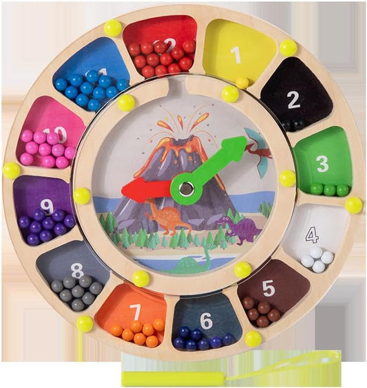 Magnetic Color and Clock Maze, Montessori Toy for 3-6 Years Old, Wooden Magnet Balls Puzzles,Toddler Busy Board Game,Preschool Learning Activities, Sensory Toys, Gifts for Kids