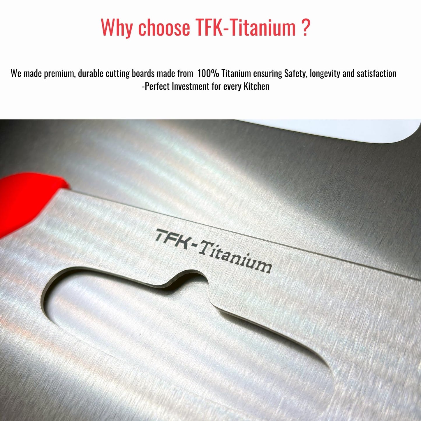 Titanium Cutting Board - 100% Pure Titanium Cutting Boards for Kitchen, Non toxic, Dishwasher safe and with Non slip silicon pads for stable and water resistance cutting