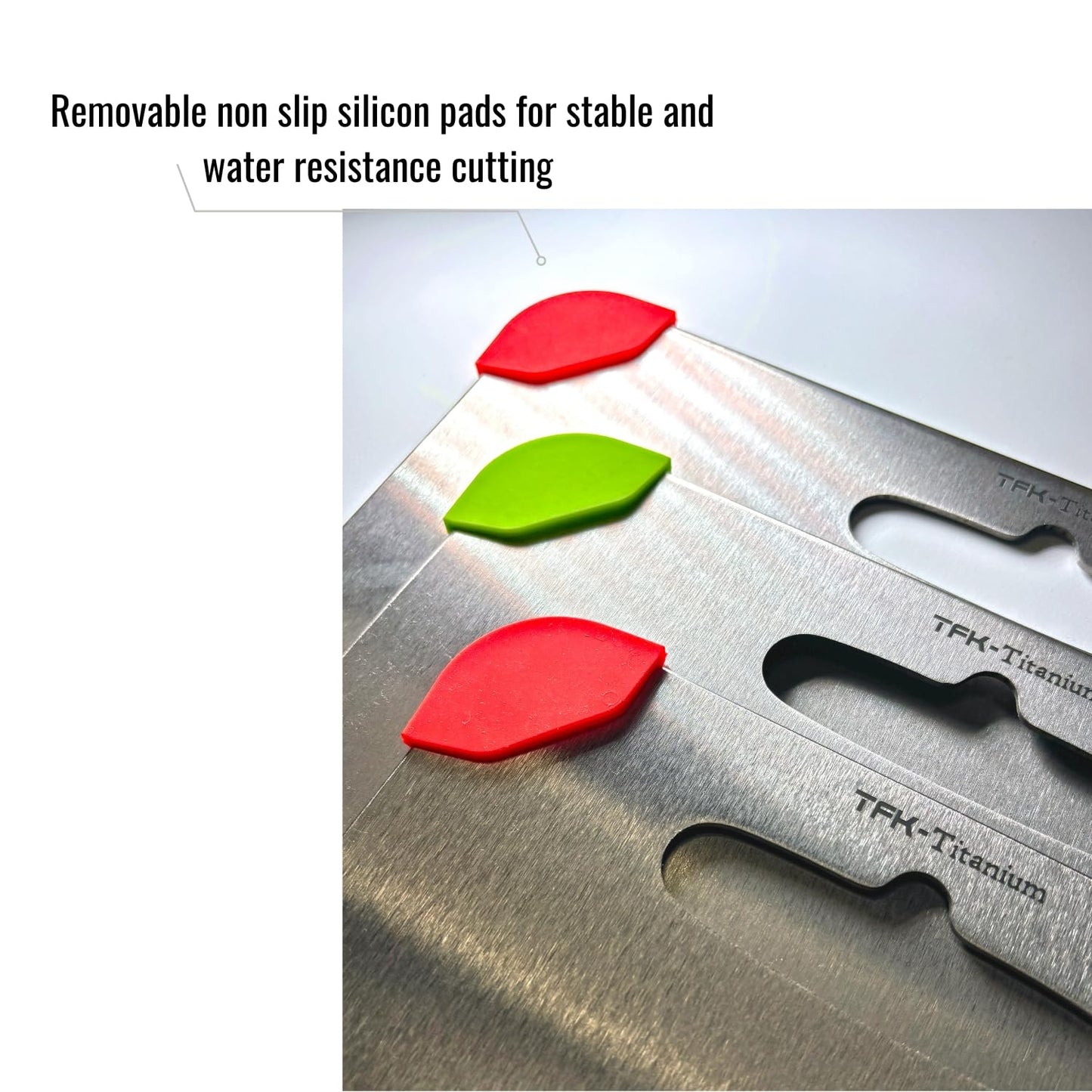 Titanium Cutting Board - 100% Pure Titanium Cutting Boards for Kitchen, Non toxic, Dishwasher safe and with Non slip silicon pads for stable and water resistance cutting